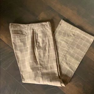 Gap brown and cream check pants with a boot cut.